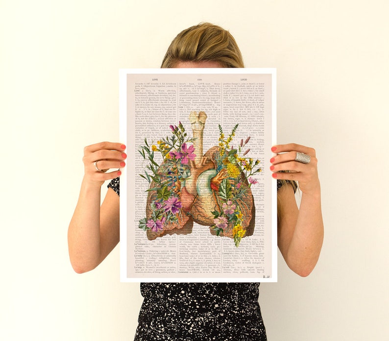 Human Anatomy Lungs Art Print Nature Inspired Yoga Decor Health Awareness Gift SKA099 A3 Poster 11.7x16.5 inches