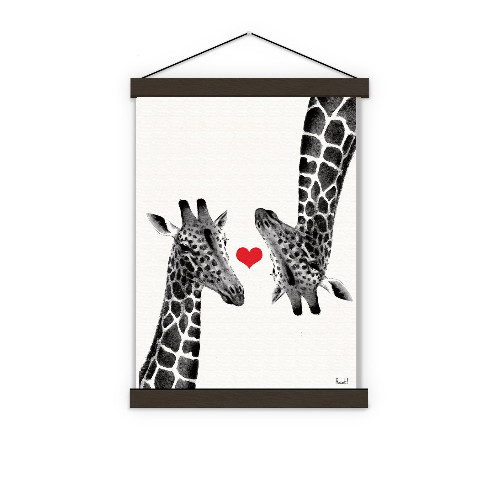 Wall Decor Art Home Gift Gift for Her Giraffes in Love Red Etsy