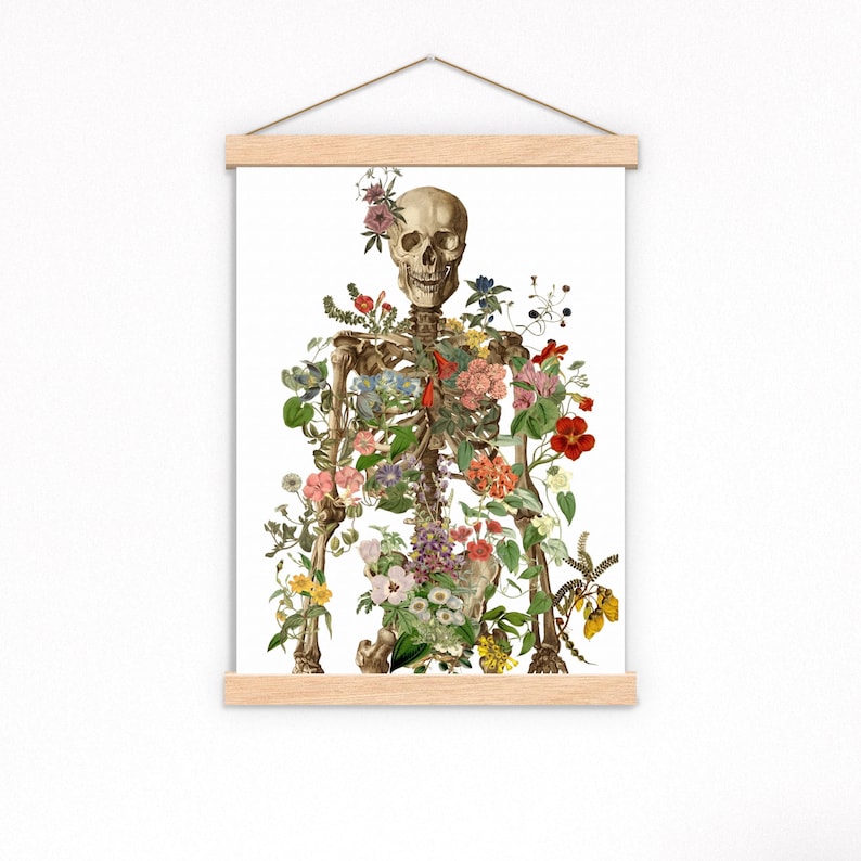 Skeleton Art Large wall art Neutral Tones Art Flowers Art Wall Decor Skeleton Dark Art Medical Art SKA288 image 5