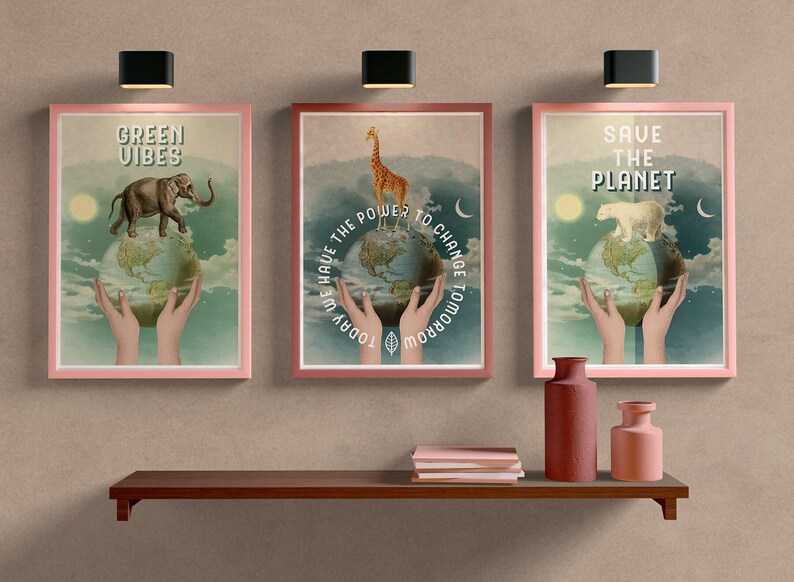 Polar Bear 'Save the Planet' Art Print: Ecological Gift (A3)