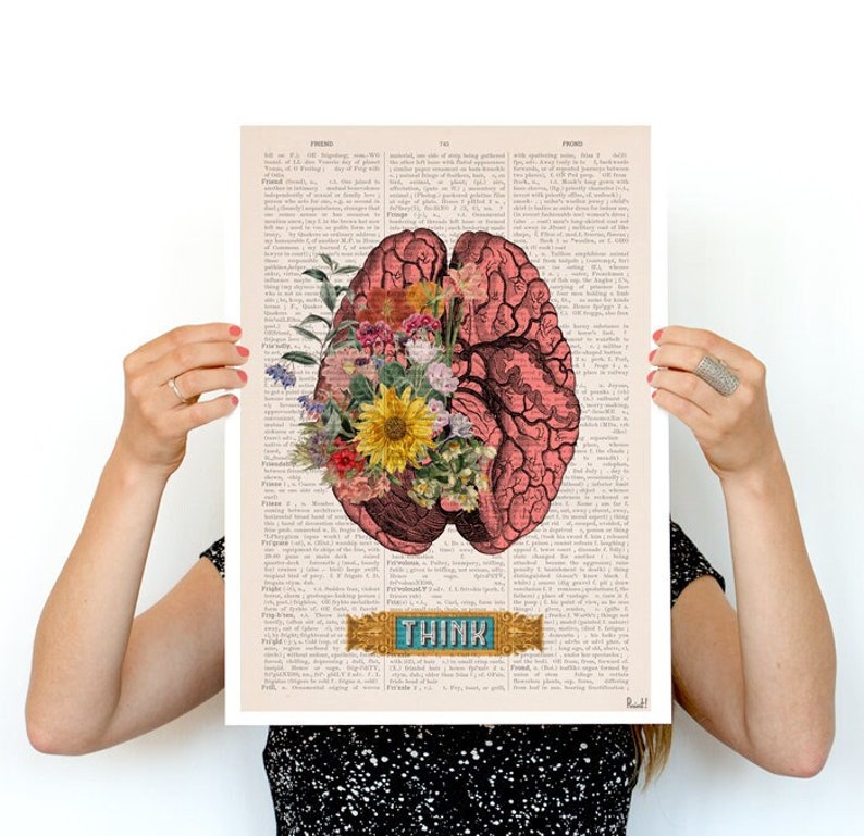 Wall art print Brain Flower Art Anatomy Illustration Brain Wall Art Anatomy Print Anatomical Poster SKA131 A3 Poster 11.7x16.5 inches