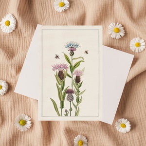 Floral Postcards set Bees and Lilac flowers Postcards Postcard Save the bees Cards Floral Greeting Card PSC008 Off white background
