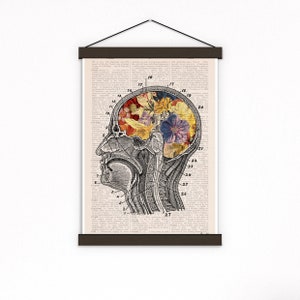 Unique wall Art Flowery Brain Anatomy Art Wall Art print Medical Art Anatomical Art Home decor Art SKA053 A3 Poster 11.7x16.5 inches