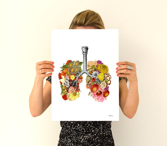 Christmas gift Flowery Lungs Print Anatomical Lungs Human Etsy