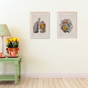 Yoga Art, Lungs with Flowers, Medical Art, Stop Smoking Inspirational Print, Wall Art, Print, Doctor gift, SKA139 image 6