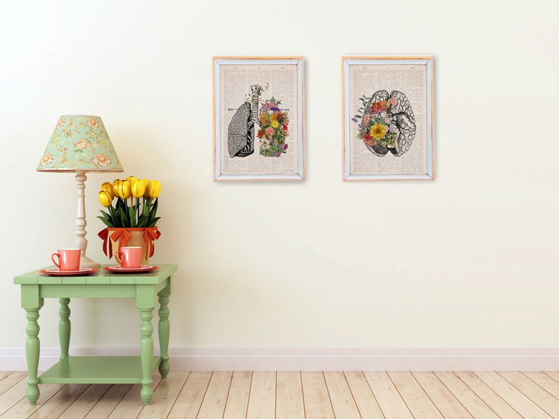 Yoga Art, Lungs with Flowers, Medical Art, Stop Smoking Inspirational Print, Wall Art, Print, Doctor gift, SKA139 image 6