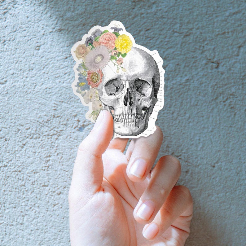 Sticker pack - gift for her - Skull Stickers - Laptop Decal - Anatomy Gifts - Medical Anatomy Sticker - Sticker Bundle - Flower sticker pack