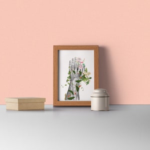 Psychedelic Art, Wall art print Human hand with flowers, Anatomy Print on dictionary, Anatomy art, human art, wall decor art print, SKA092 image 7