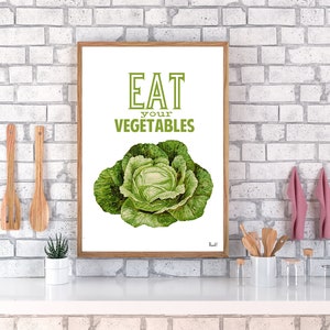 Eat your vegetables, Kitchen wall decor, Veggies print, Kitchen Wall art TYQ037 image 2