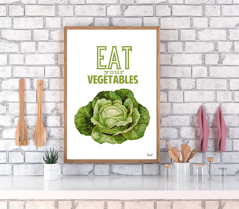 Eat your vegetables, Kitchen wall decor, Veggies print, Kitchen Wall art TYQ037 image 2