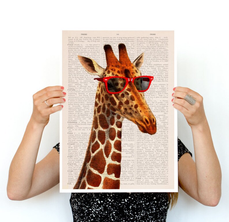 Cool Giraffe poster, Animal art, Animal decor, Wall decor, poster, poster print, Funny animal, ANI008PA3 image 1