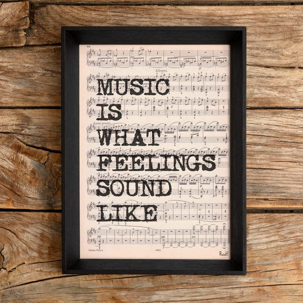 Music Quote Typography Art Print | Literary Musician Gift | Vintage Dictionary Page Study Decor