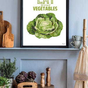 Gift for the home, Gifts for mom, Wall art print, Kitchen Wall Art, Eat your Vegetables Poster, kitchen decor, wall art print, TYQ037WA4
