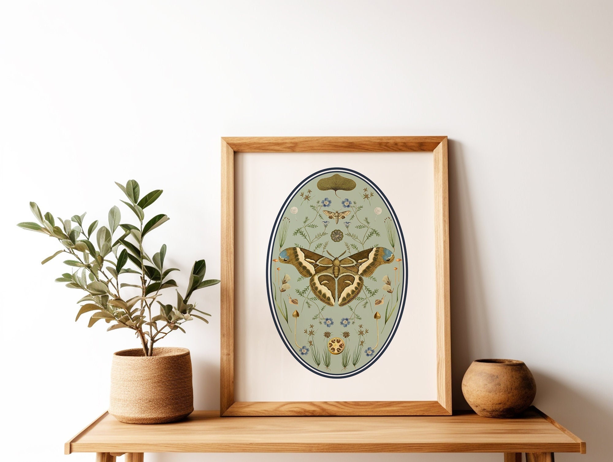 Motten en natuur, botanische illustraties, magische kunstprint, boho-esthetiek, vlinderkunstprint, Cottagecore-natuurprint, nachtvlinders giclee