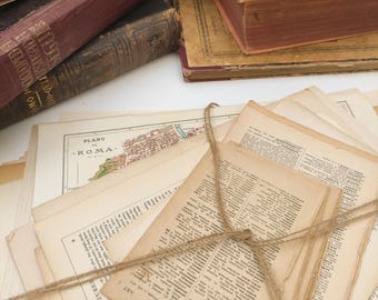 Antique European Book Page Bundle: Vintage Ephemera for Scrapbooking