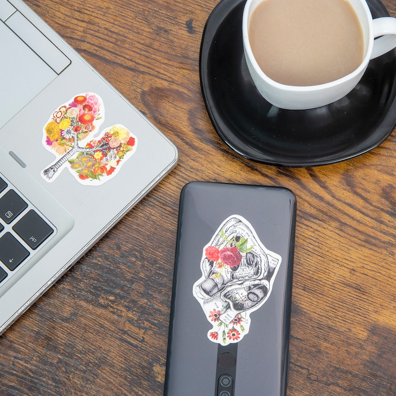 Stickers for Hydroflask, Floral Stickers, Anatomy Stickers, Laptop Stickers, Heart Anatomical Stickers, Stickers pack image 3