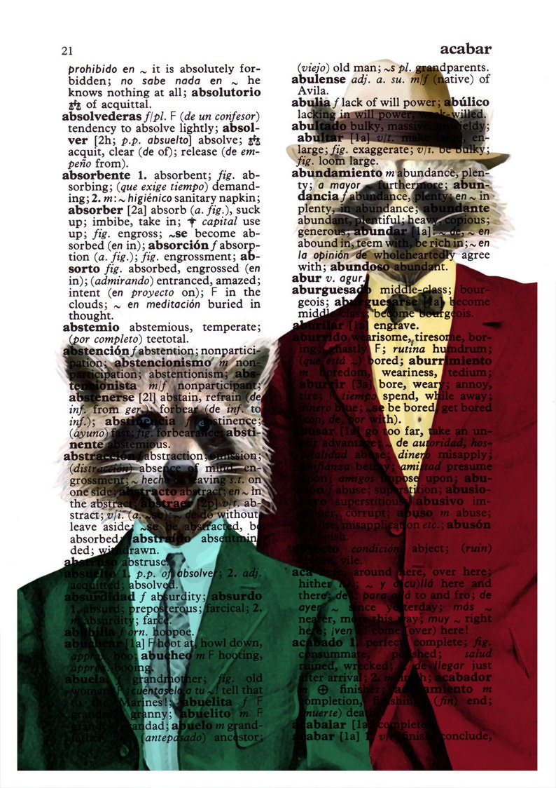 Original Art Funny animal art Racoon Pals Wall decor Unique Gift Wall art Nursery wall art Funny animals art ANI169 image 5