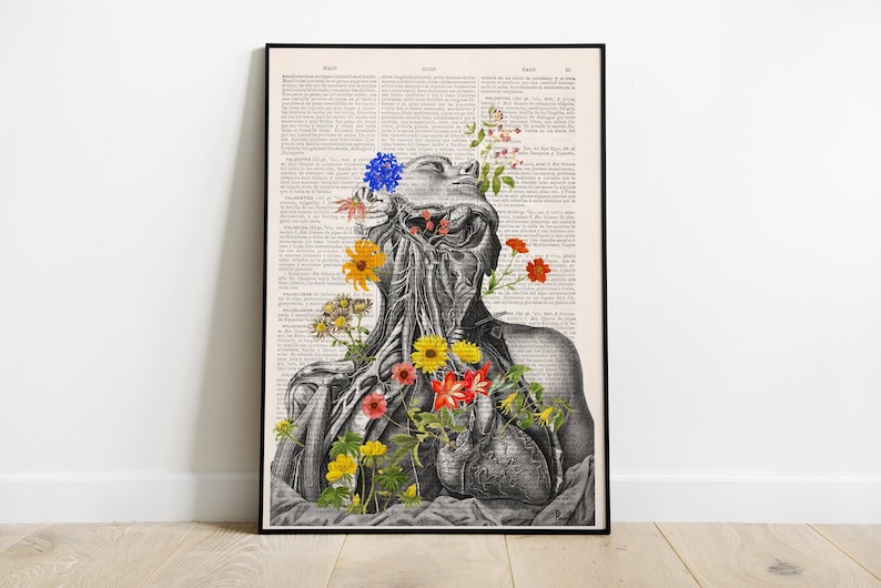 Anatomy Wall Art Head and Neck Anatomical Neck Flower Art Print Anatomy Illustration Science Gift Office Wall decor image 1
