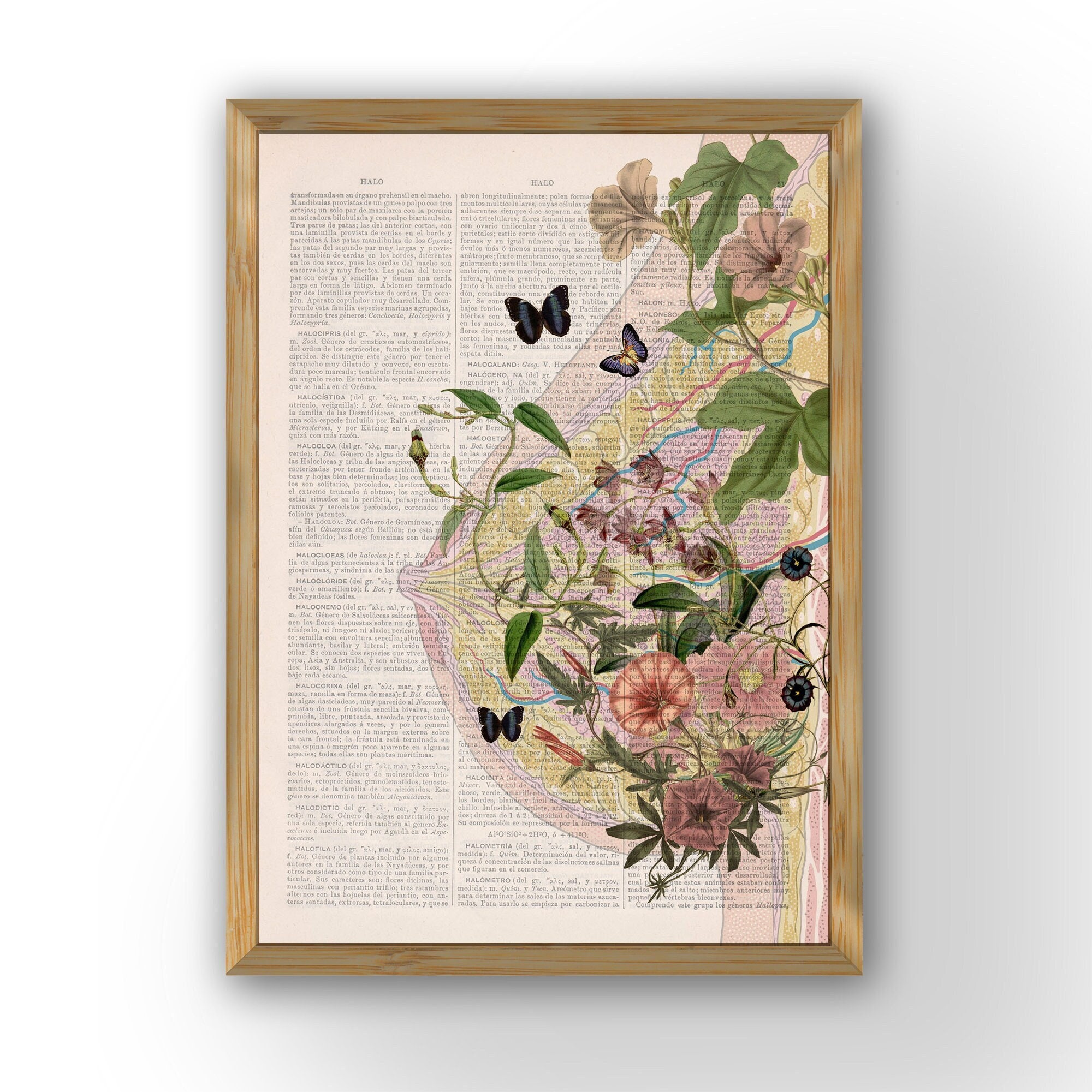 Breast Anatomy Floral Print: Feminist Art on Vintage Book Page