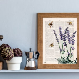 Lavender wall art Bees with Lavender Eco friendly gifts Bee Wall Art Save the Bees Floral Art Print BFL11 image 7