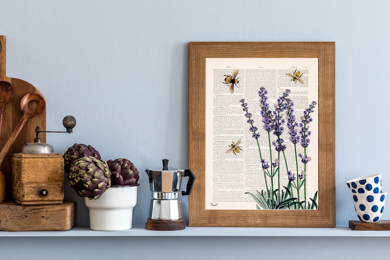 Lavender wall art Bees with Lavender Bees and flowers Wall Art Poster Save the Bees Art Print Flowers BFL11 image 7