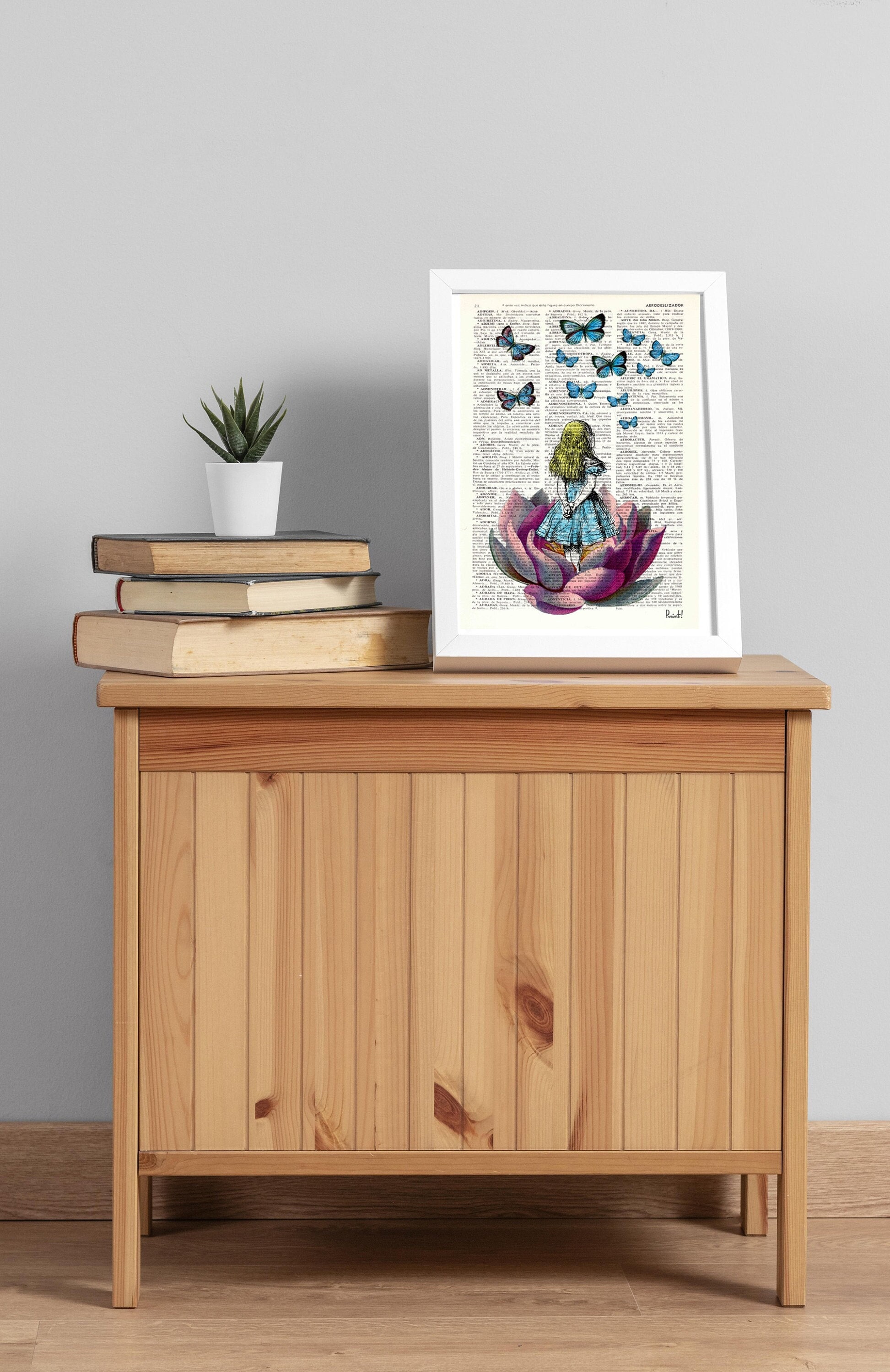 Gift for Her Alice in Wonderland Blue Butterfly on Vintage - Etsy India