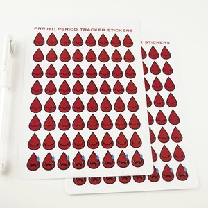 Funny Blood Drop Reminder Period Tracker Cute Kawaii Planner Stickers ...