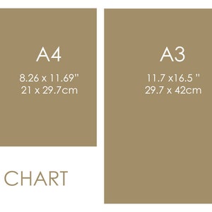 Peut inclure: Un tableau montrant les diff&eacute;rentes tailles de papier blanc, y compris A5, 8x10, A4, A3 et Carr&eacute;. Le tableau comprend les dimensions en pouces et en centim&egrave;tres.