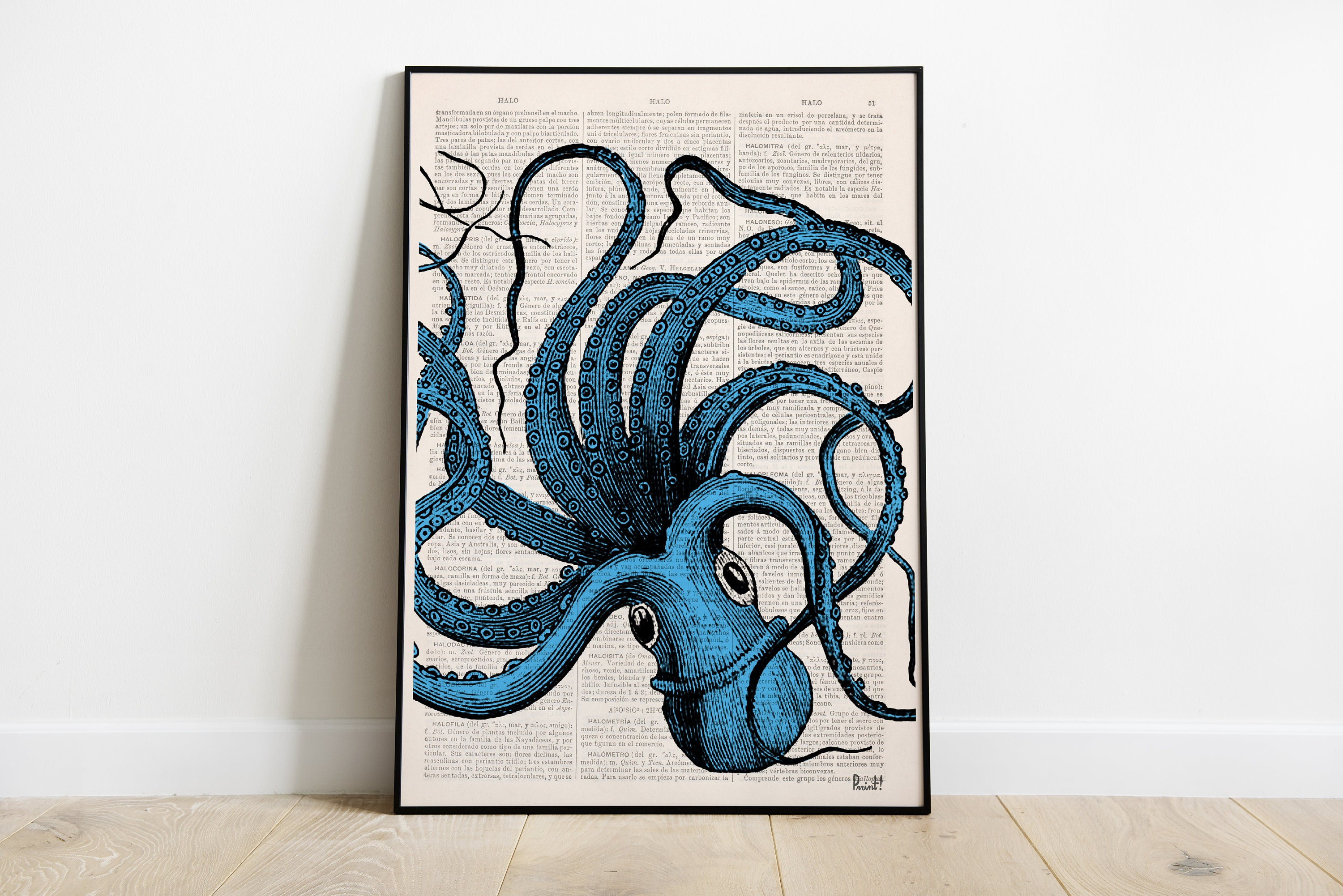 Turquoise Octopus, octopus Wall decor, Octopus print, octopus art, Octopus blue, Home decor, Gift for Beach House, SEA061