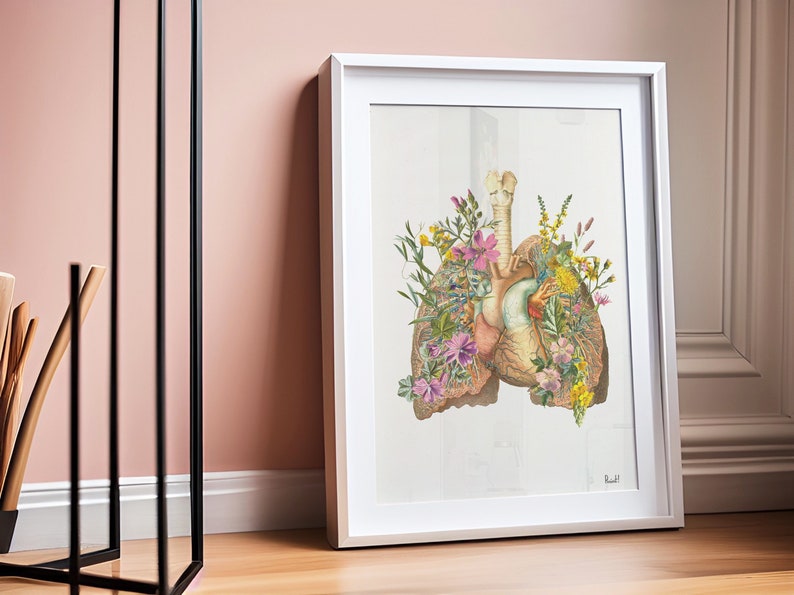 Human Anatomy Lungs Art Print Nature Inspired Yoga Decor Health Awareness Gift SKA099 image 2