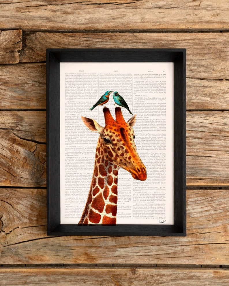 Home gift, Honeymoon Giraffe, Animal art, Wall art, Wall decor, Gift for Home, Nursery wall art, Funny Prints, ANI006 image 2