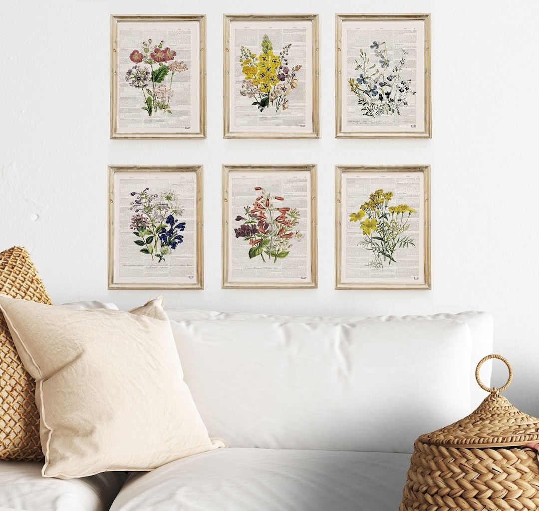 Botanical Print Set: Vintage Wildflower Bouquet Gallery Wall Art - Etsy