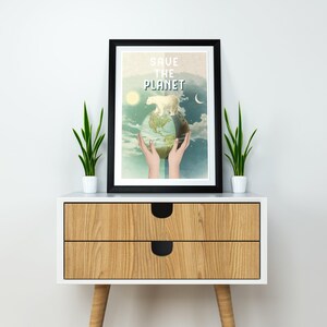 Polar Bear 'Save the Planet' Art Print: Ecological Gift (A3)