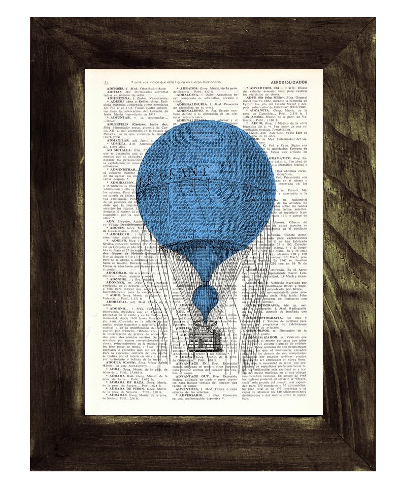 Dictionary art Hot air balloon Le Grant Wall Etsy
