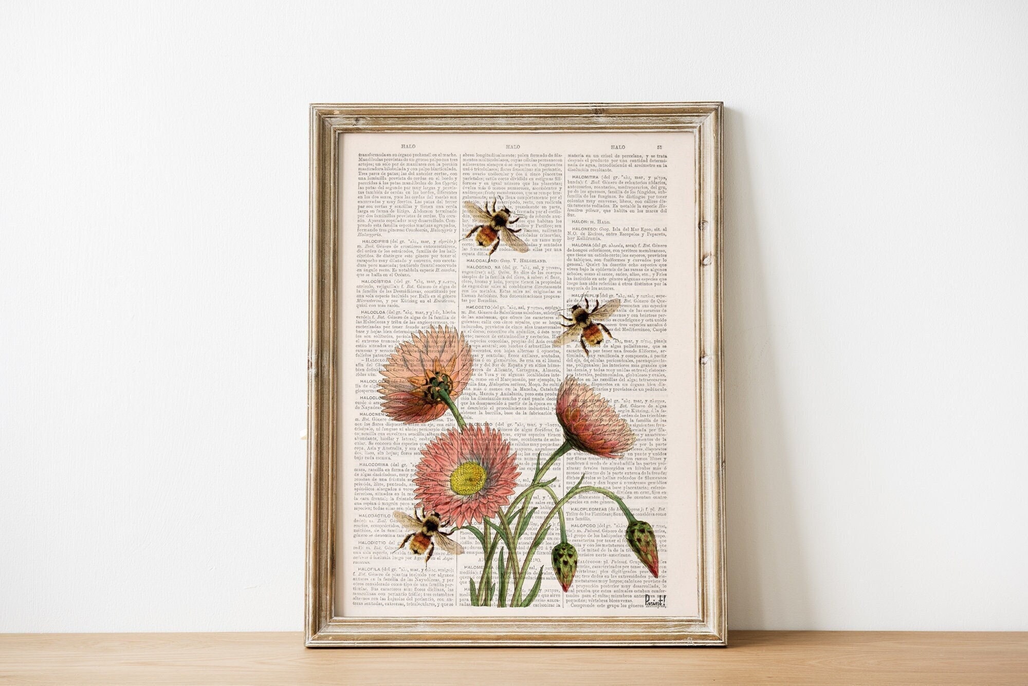Flower wall art - Seasonal Decor - Neutral Wall art - Save the Bees art print - Bees with flowers - Wall decor bees - Bee art - BFL004