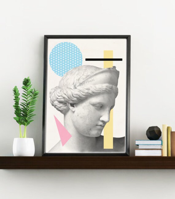 Greek Head Statue Classical Art Modern Greek Art A4 Print Etsy