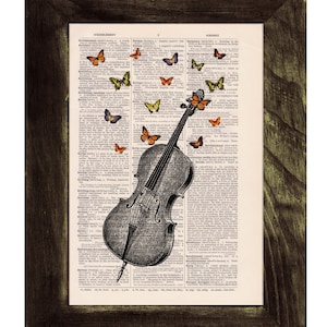 Wall art prints Butterfly collage Vintage Book Print Butterflies over cello collage Print on Vintage Dictionary art art print BFL083 image 3