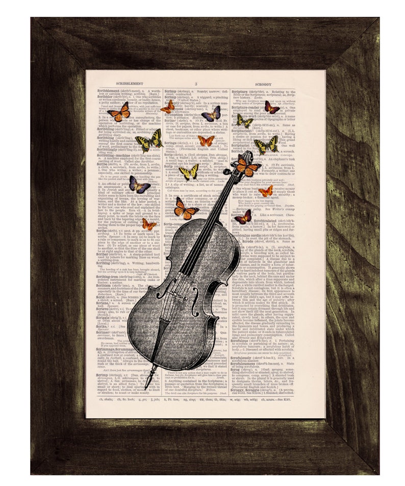 Wall art prints Butterfly collage Vintage Book Print Butterflies over cello collage Print on Vintage Dictionary art art print BFL083 image 3