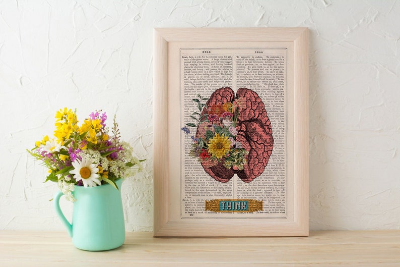 Wall art print Brain Flower Art Anatomy Illustration Brain Wall Art Anatomy Print Anatomical Poster SKA131 image 2