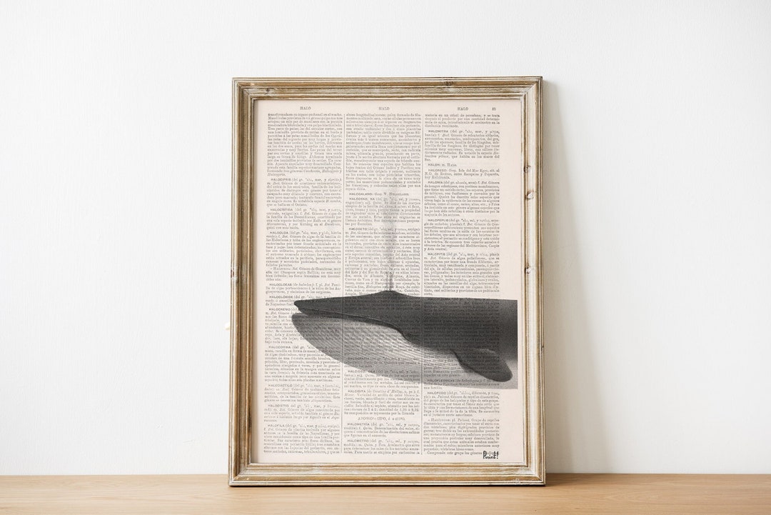 Wall Art Whale Print Dictionary Art Whale Print Wall Decor Ocean Art