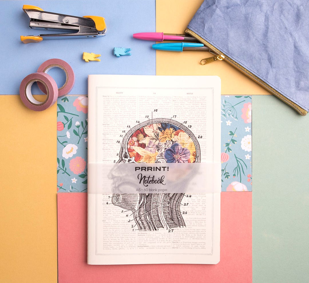 Student Gift Ideas - Flower Brain Notebook - Anatomy Notebooks - Flower ...