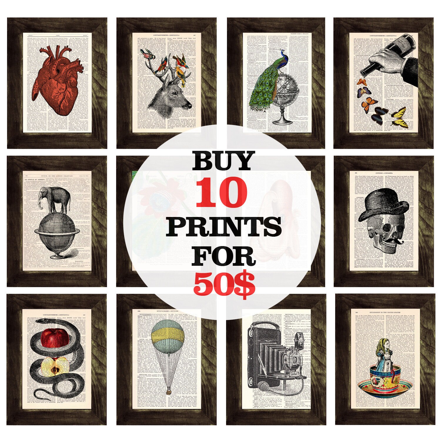 Xmas Svg, Christmas Gifts, Book Print Special Sale - 10 Book Art Prin…