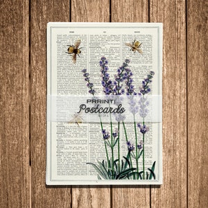 Floral Postcards set Bees and Lilac flowers Postcards Postcard Save the bees Cards Floral Greeting Card PSC008 image 5