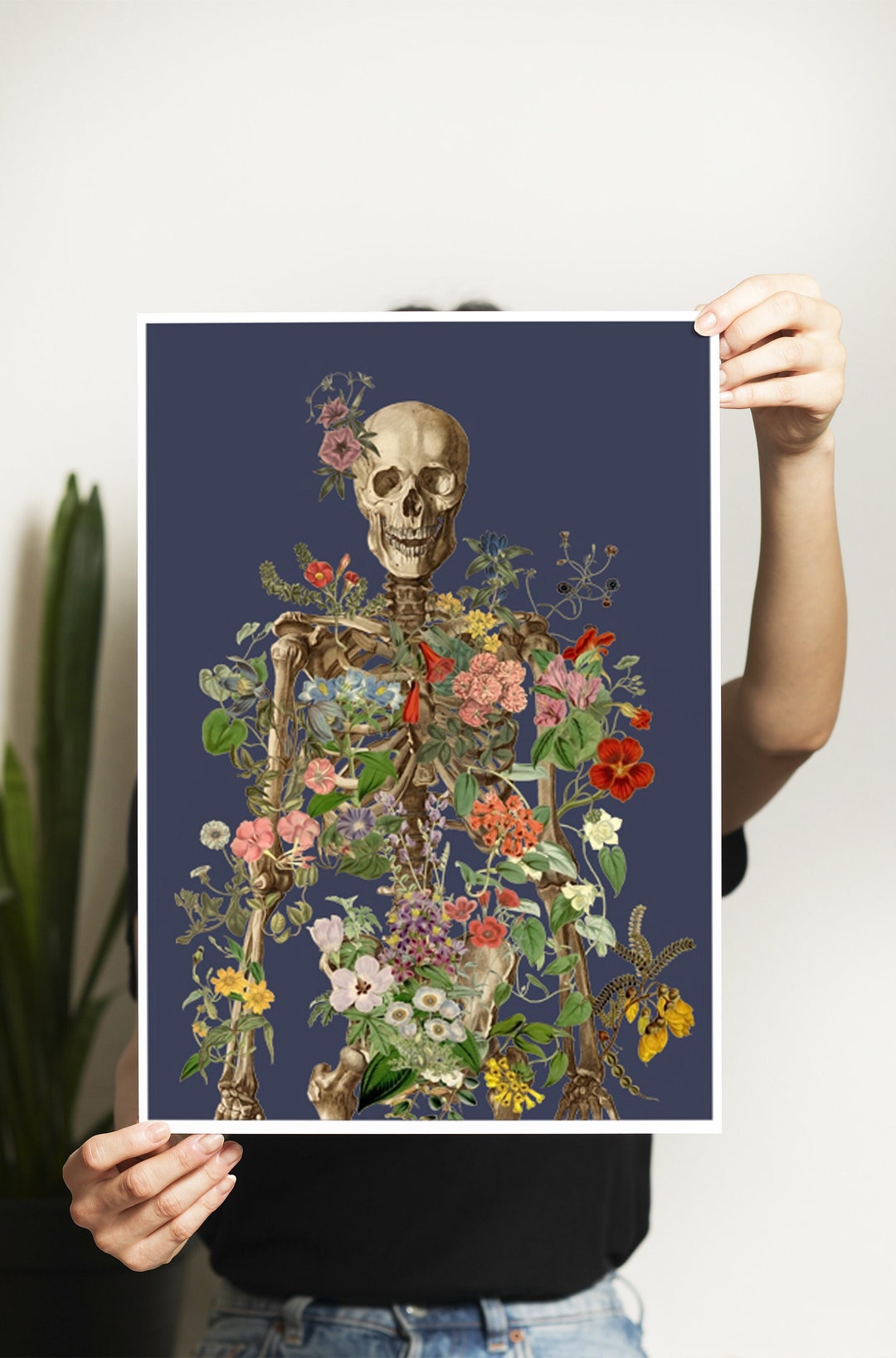 Floral Skeleton Art Print: Anatomy & Flower Collage - Etsy