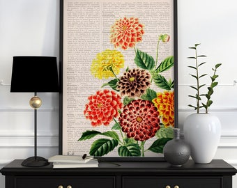 Large wall Art - Dahlia Wall Art - Botanical Wall Art - Housewarming Gift - Nursery Room Decor - Flower Art Print - Home gift - BFL081PA3