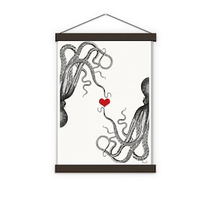 Wall decor Octopus in Love Print Octopus Art New home gift Sea Animal Print Love Wall Art Bedroom Decor SEA067 image 4