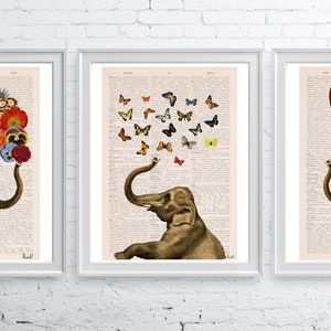 Unique Wall Art Elephant Butterfly Print Nursery Wall Art Elephant Wall Art Baby Shower Gift ANI088 image 6