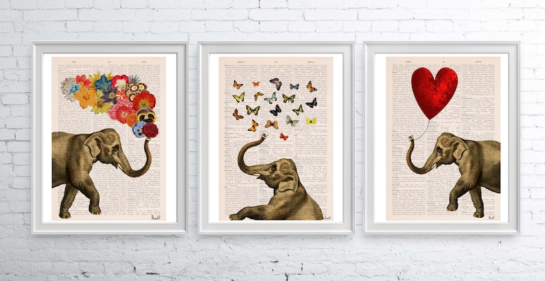 Unique Wall Art Elephant Butterfly Print Nursery Wall Art Elephant Wall Art Baby Shower Gift ANI088 image 6