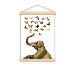 Unique Wall Art Elephant Butterfly Print Nursery Wall Art Elephant Wall Art Baby Shower Gift ANI088 image 2