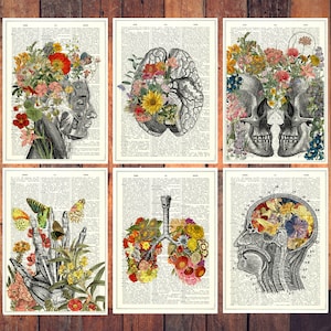 Notecard Set - Doctor Gift - Thank You Card - Gift idea - Anatomical Postcards - Flower Anatomy - Flower Brain - Medical gift - PSC021